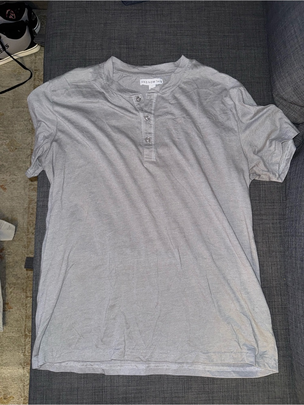 Men's Light Gray Henley Short Sleeve Shirt by And Now This